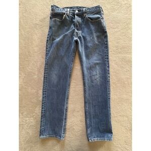 Levis 501 Original Fit Straight Leg Blue Denim Button Fly Mens Jeans 32x32
